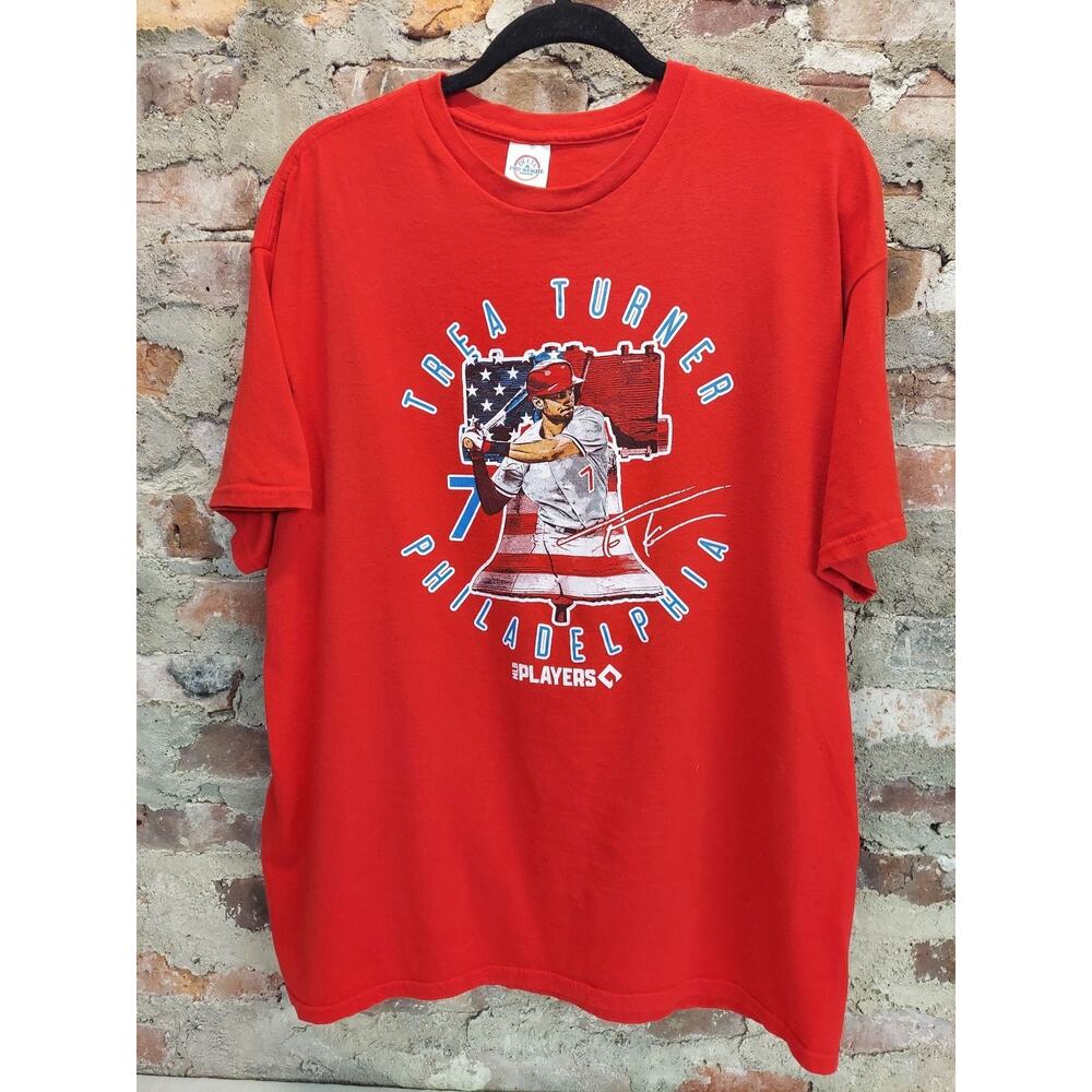 Trea Turner Philadelphia Phillies Mens T Shirt Size XL Red MLB Baseball Graphic